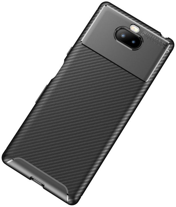 Sony Xperia 10 Plus Siliconen Carbon Hoesje Zwart afbeelding 11