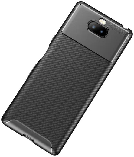 Sony Xperia 10 Plus Siliconen Carbon Hoesje Zwart afbeelding 11