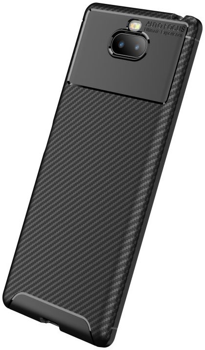 Sony Xperia 10 Plus Siliconen Carbon Hoesje Zwart afbeelding 5