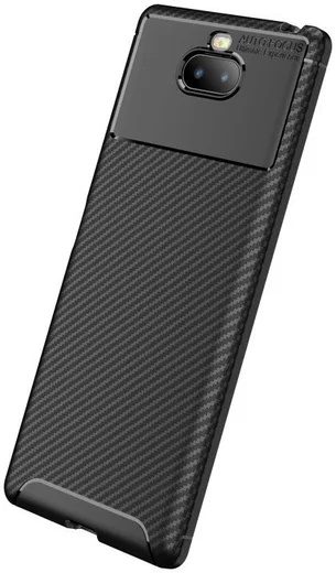 Sony Xperia 10 Plus Siliconen Carbon Hoesje Zwart afbeelding 5