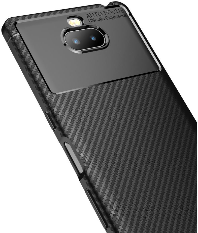 Sony Xperia 10 Plus Siliconen Carbon Hoesje Zwart afbeelding 6