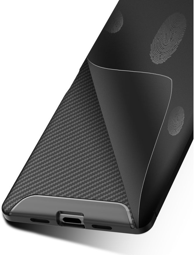Sony Xperia 10 Plus Siliconen Carbon Hoesje Zwart afbeelding 7