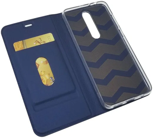 Nokia 5.1 Plus Hoesje met Kaarthouder Blauw afbeelding 1
