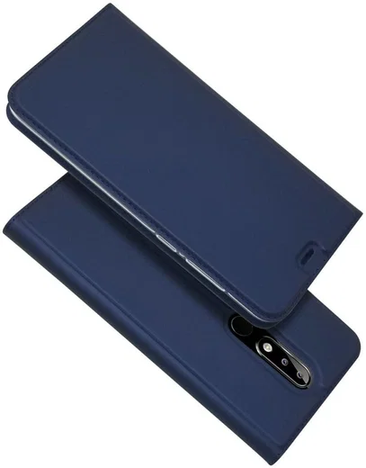 Nokia 5.1 Plus Hoesje met Kaarthouder Blauw afbeelding 2