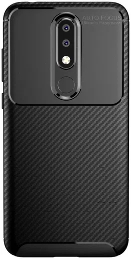 Nokia 5.1 Plus Siliconen Carbon Hoesje Zwart afbeelding 5