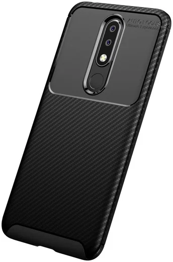 Nokia 5.1 Plus Siliconen Carbon Hoesje Zwart afbeelding 8