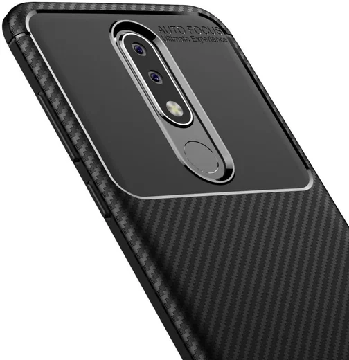 Nokia 5.1 Plus Siliconen Carbon Hoesje Zwart afbeelding 9