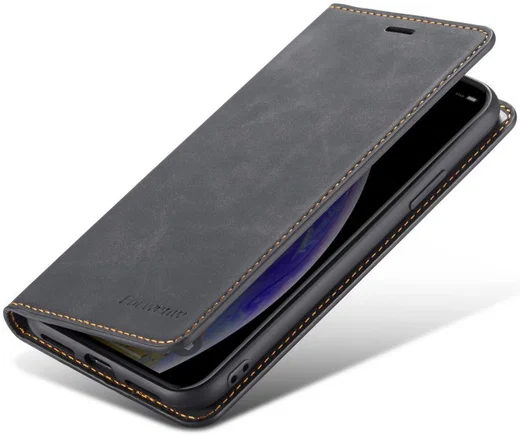 Apple iPhone X / XS Lederen Wallet Stand Hoesje Grijs afbeelding 3
