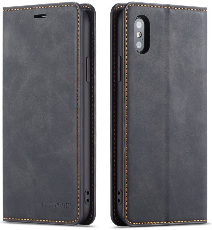 Apple iPhone X / XS Lederen Wallet Stand Hoesje Grijs afbeelding 6