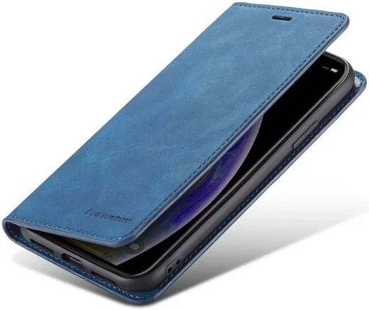 Apple iPhone X / XS Lederen Wallet Stand Hoesje Blauw afbeelding 2