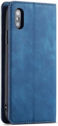 Apple iPhone X / XS Lederen Wallet Stand Hoesje Blauw afbeelding 5