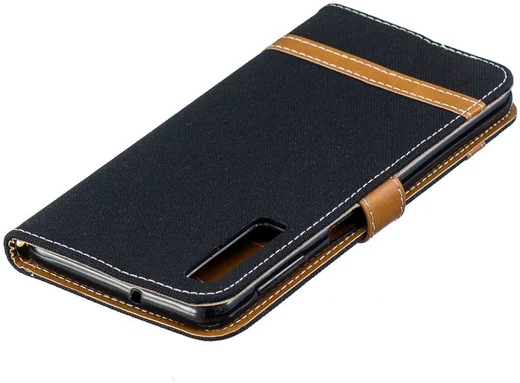 Samsung Galaxy A7 (2018) Jeans Portemonnee Hoesje Zwart afbeelding 12