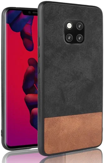 Huawei Mate 20 Pro Back Cover met Lederen Coating Zwart afbeelding 1