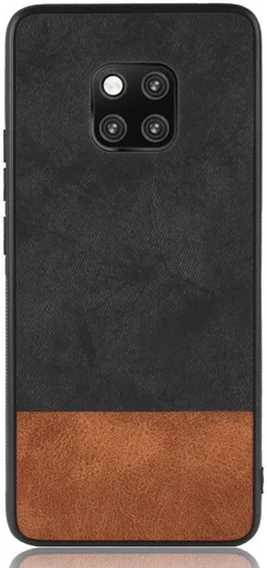 Huawei Mate 20 Pro Back Cover met Lederen Coating Zwart afbeelding 2