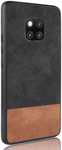 Huawei Mate 20 Pro Back Cover met Lederen Coating Zwart afbeelding 3