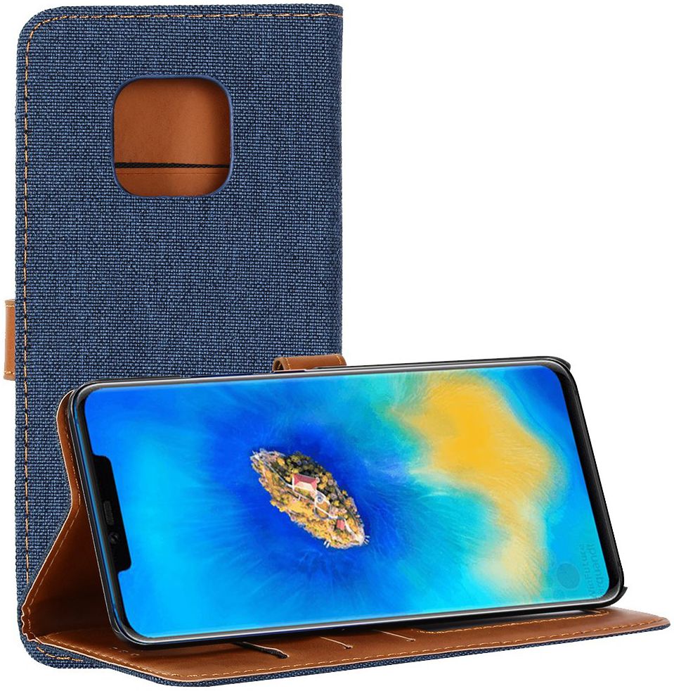 Huawei Mate 20 Pro Jeans Portemonnee Hoesje Donker Blauw afbeelding 3