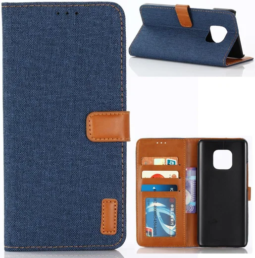 Huawei Mate 20 Pro Jeans Portemonnee Hoesje Donker Blauw afbeelding 8