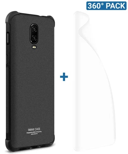 IMAK OnePlus 6T Hoesje Flexibel TPU met Screenprotector Matte Zwart afbeelding 1