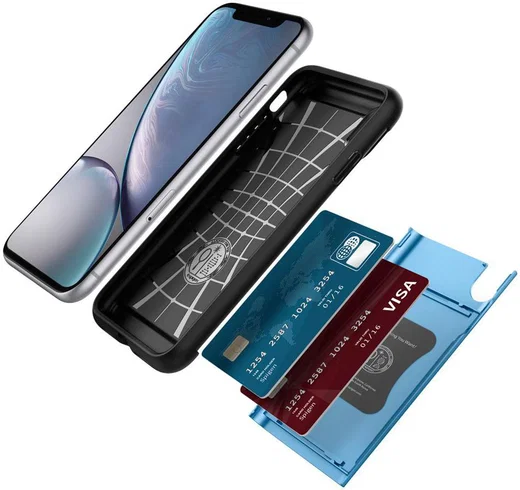 Spigen Slim Armor Card Holder Case Apple iPhone XR Hoesje Blauw afbeelding 2