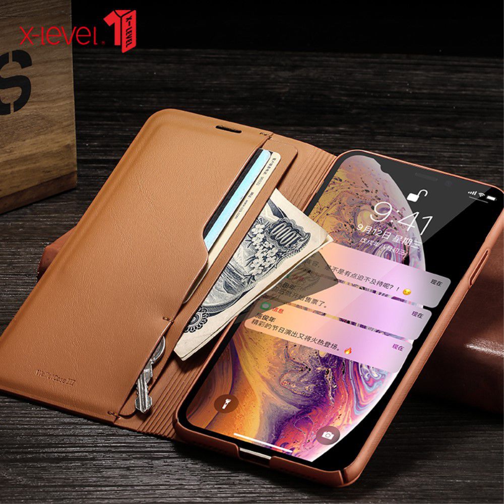 X-Level Flip Hoesje met Kaarthouder Apple iPhone XS Max Blauw afbeelding 13