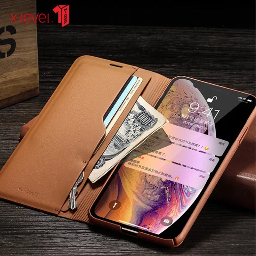 X-Level Flip Hoesje met Kaarthouder Apple iPhone XS Max Blauw afbeelding 13
