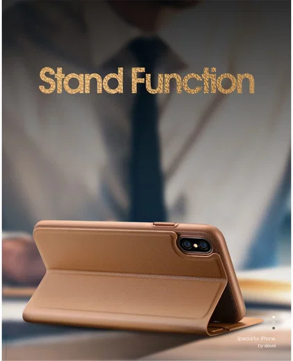 X-Level Flip Hoesje met Kaarthouder Apple iPhone XS Max Blauw afbeelding 3