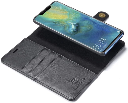 Huawei Mate 20 Pro Echt Leren 2-in-1 Portemonnee Hoesje Zwart afbeelding 1