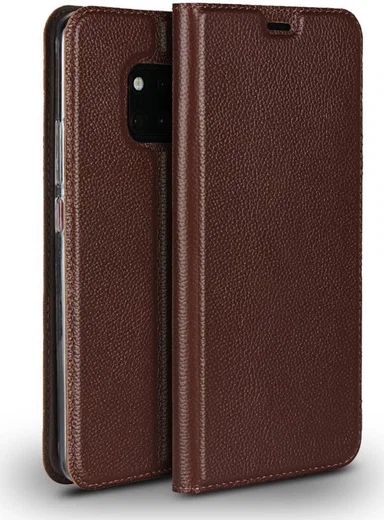 Huawei Mate 20 Pro Echt Leren Book Case Hoesje Bruin afbeelding 1