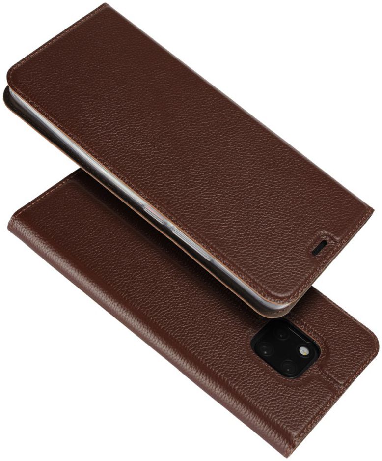 Huawei Mate 20 Pro Echt Leren Book Case Hoesje Bruin afbeelding 4