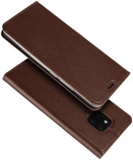 Huawei Mate 20 Pro Echt Leren Book Case Hoesje Bruin afbeelding 4