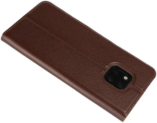 Huawei Mate 20 Pro Echt Leren Book Case Hoesje Bruin afbeelding 8