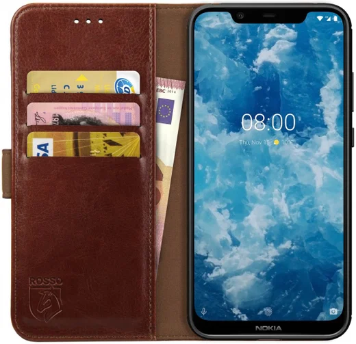 Rosso Element Nokia 8.1 Hoesje Book Cover Bruin afbeelding 1
