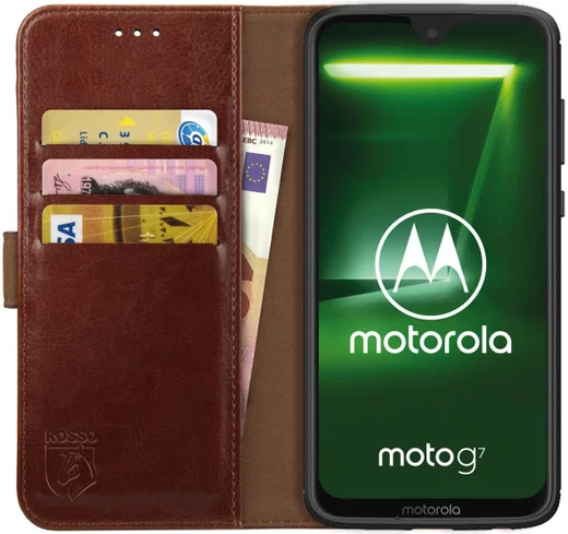 Rosso Element Motorola Moto G7 Hoesje Book Cover Bruin afbeelding 1