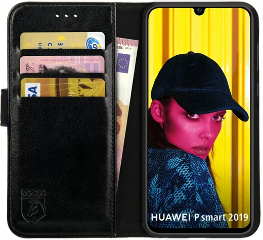 Rosso Element Huawei P Smart (2019) Hoesje Book Cover Zwart afbeelding 1