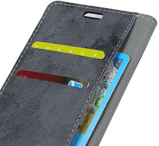 Huawei P Smart (2019) Retro Portemonnee Hoesje Grijs afbeelding 6