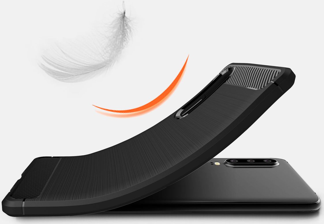 Huawei P30 Geborsteld TPU Hoesje Zwart afbeelding 4