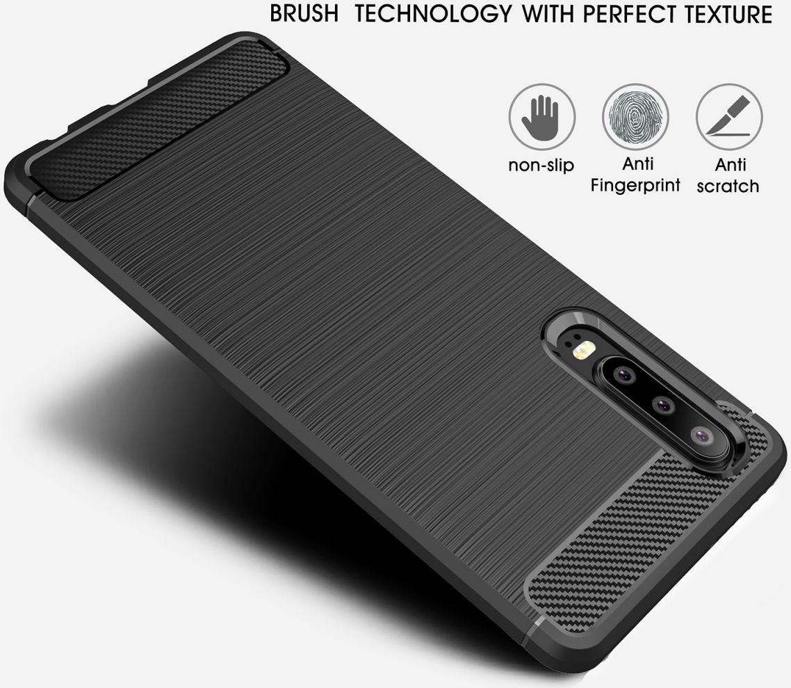 Huawei P30 Geborsteld TPU Hoesje Zwart afbeelding 5