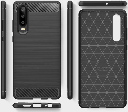 Huawei P30 Geborsteld TPU Hoesje Zwart afbeelding 7