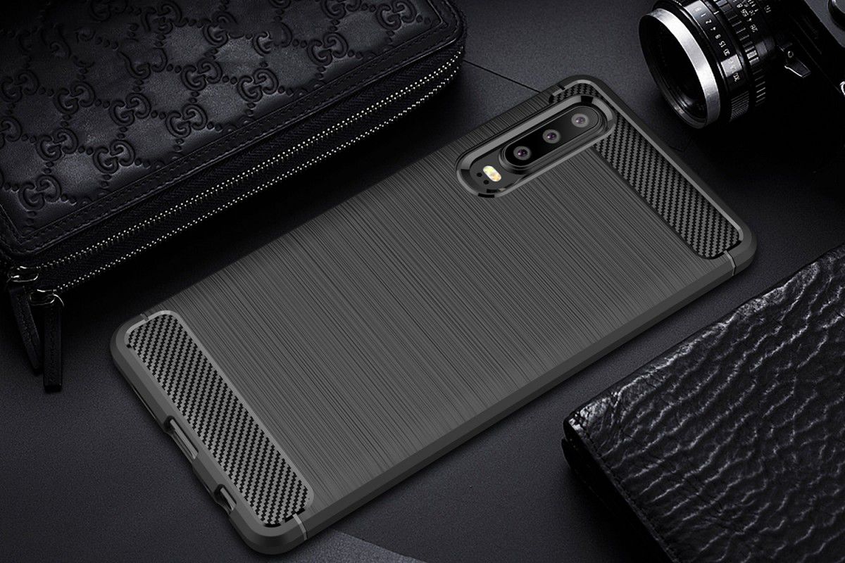 Huawei P30 Geborsteld TPU Hoesje Zwart afbeelding 8