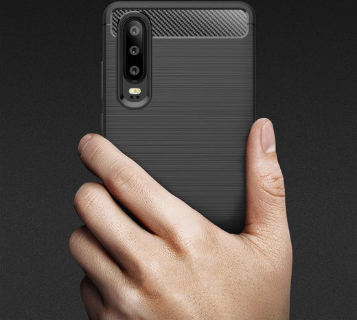 Huawei P30 Geborsteld TPU Hoesje Zwart afbeelding 10