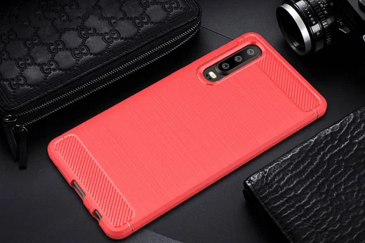 Huawei P30 Geborsteld TPU Hoesje Rood afbeelding 2