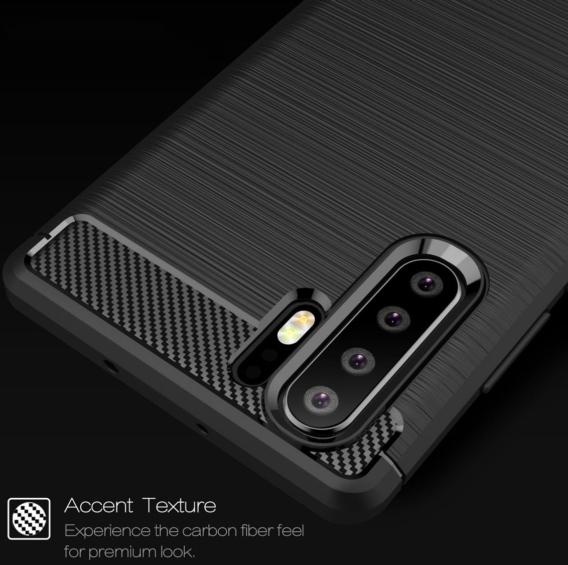 Huawei P30 Pro Geborsteld TPU Hoesje Zwart afbeelding 10