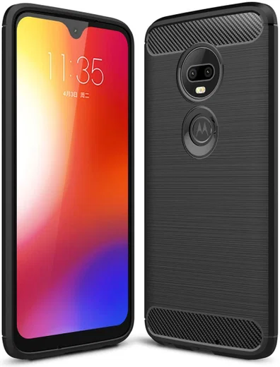 Motorola Moto G7 Geborsteld TPU Hoesje Zwart afbeelding 1