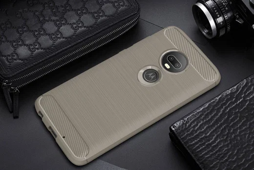 Motorola Moto G7 Geborsteld TPU Hoesje Grijs afbeelding 2