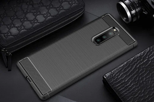 Sony Xperia 1 Geborsteld TPU Hoesje Zwart afbeelding 2
