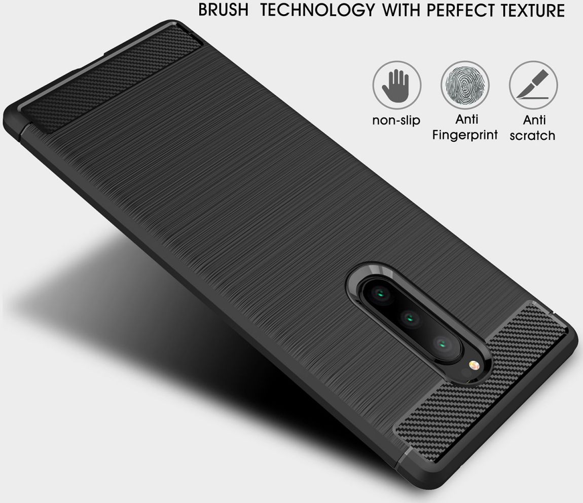 Sony Xperia 1 Geborsteld TPU Hoesje Zwart afbeelding 6
