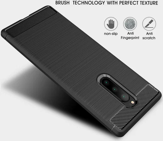 Sony Xperia 1 Geborsteld TPU Hoesje Zwart afbeelding 6
