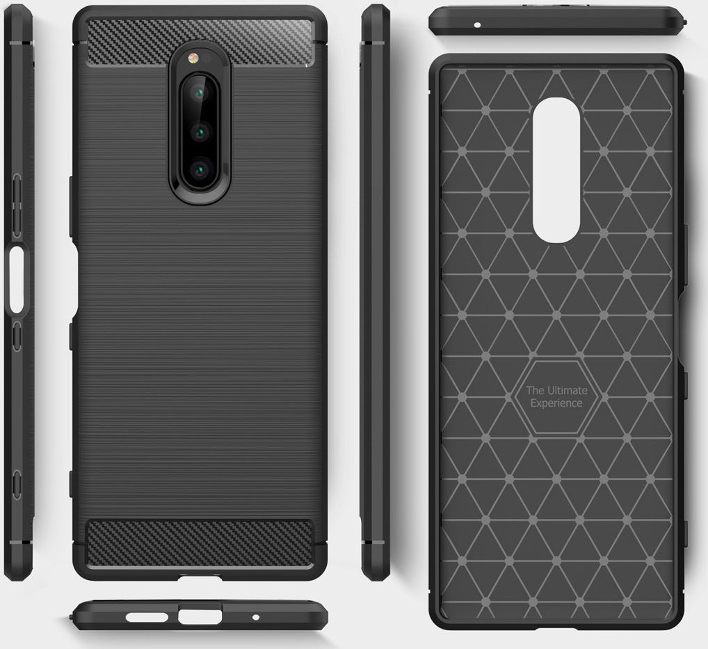 Sony Xperia 1 Geborsteld TPU Hoesje Zwart afbeelding 8