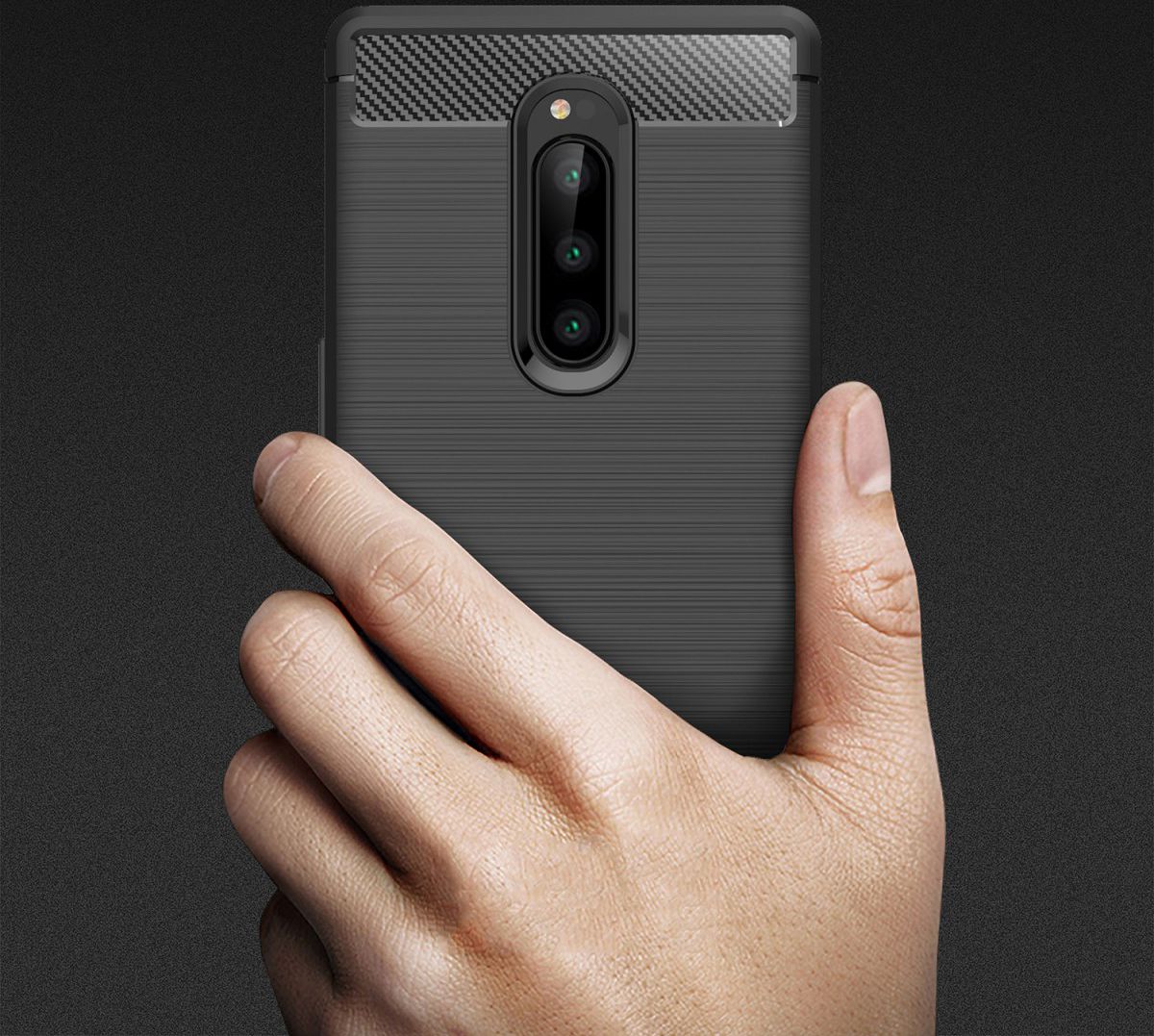 Sony Xperia 1 Geborsteld TPU Hoesje Zwart afbeelding 10