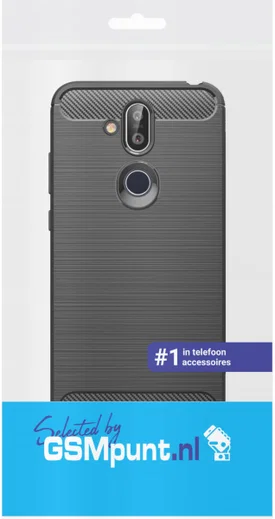 Nokia 8.1 Geborsteld TPU Hoesje Zwart afbeelding 4